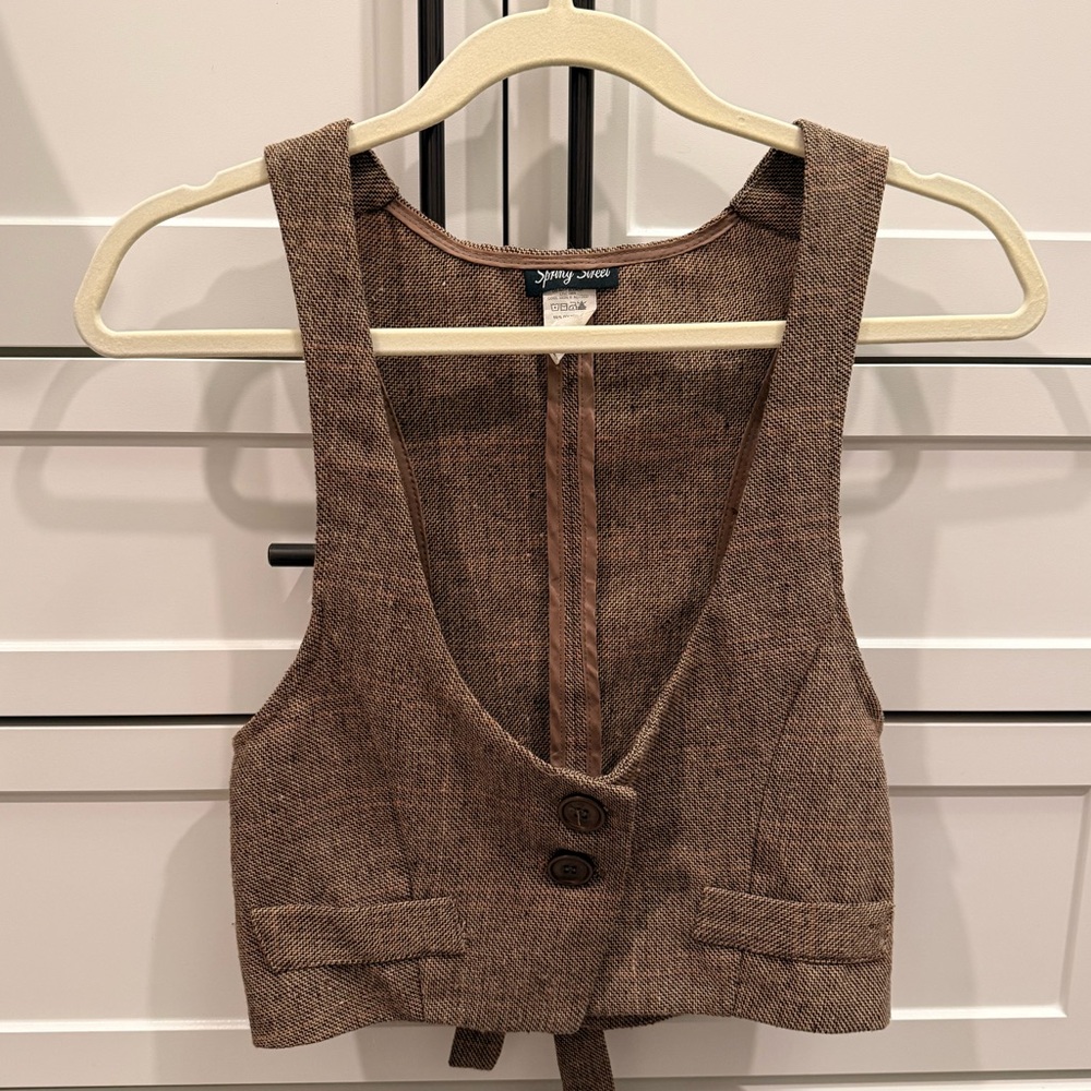 Brown Tweed Crop Vest